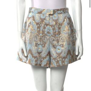 Sandro High Waist Blue and Gold Shorts